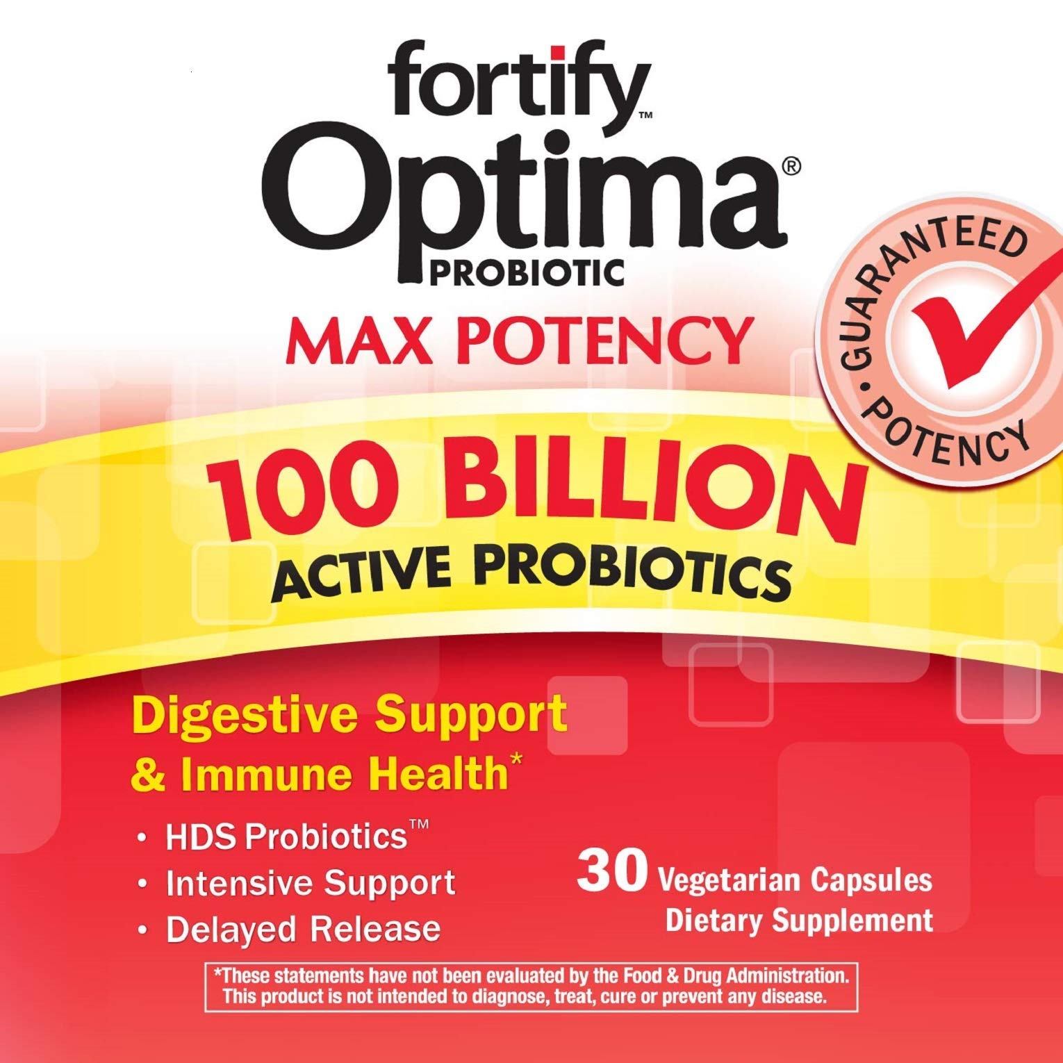 Nature's Way Fortify Optima etiqueta con cepas y potencia