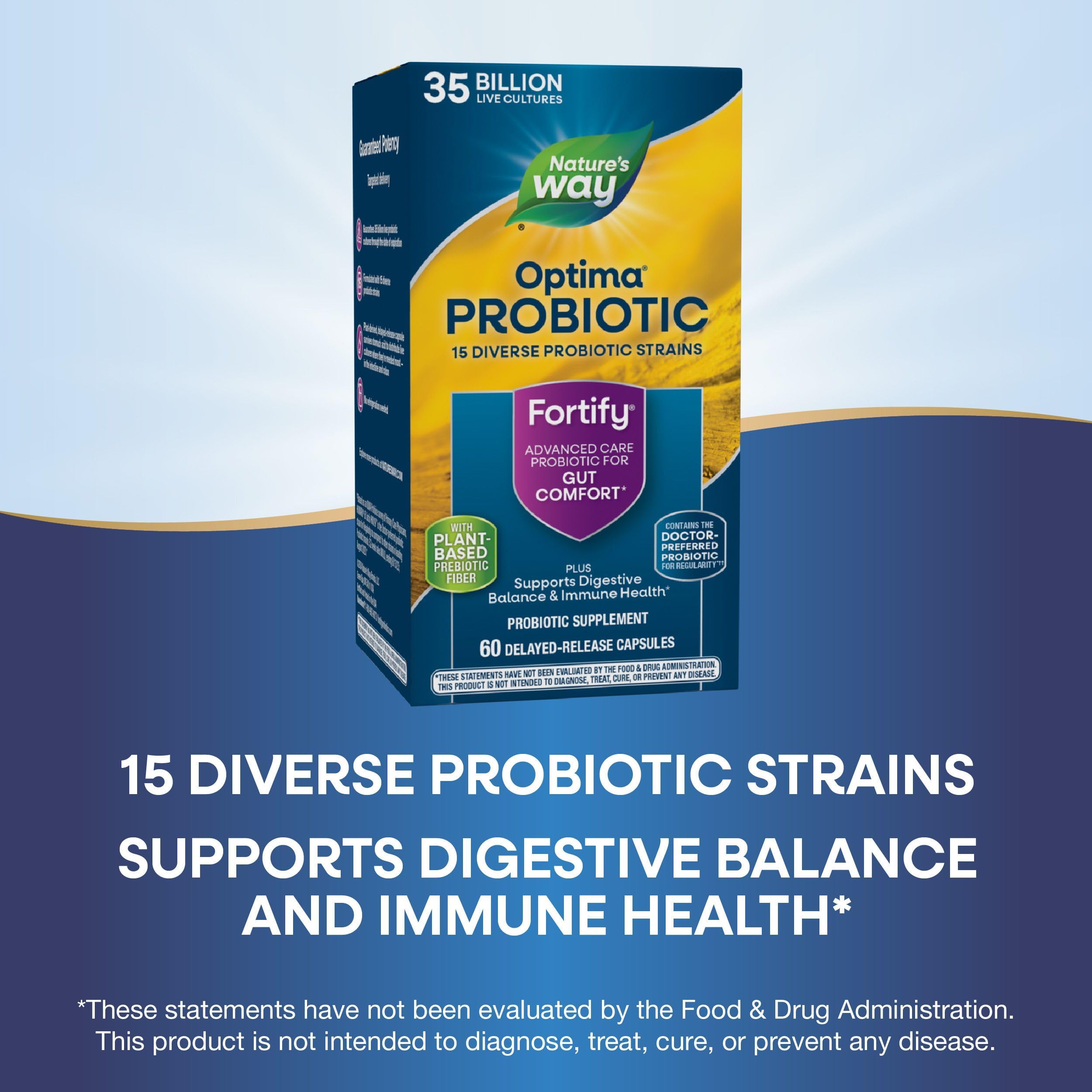 Nature's Way Fortify Optima Probiotic: libre de gluten, soja y lácteos.