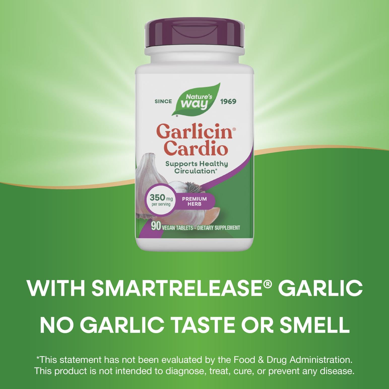 Nature’s Way Garlicin Cardio dosis diaria: recomendación de dos tomas.