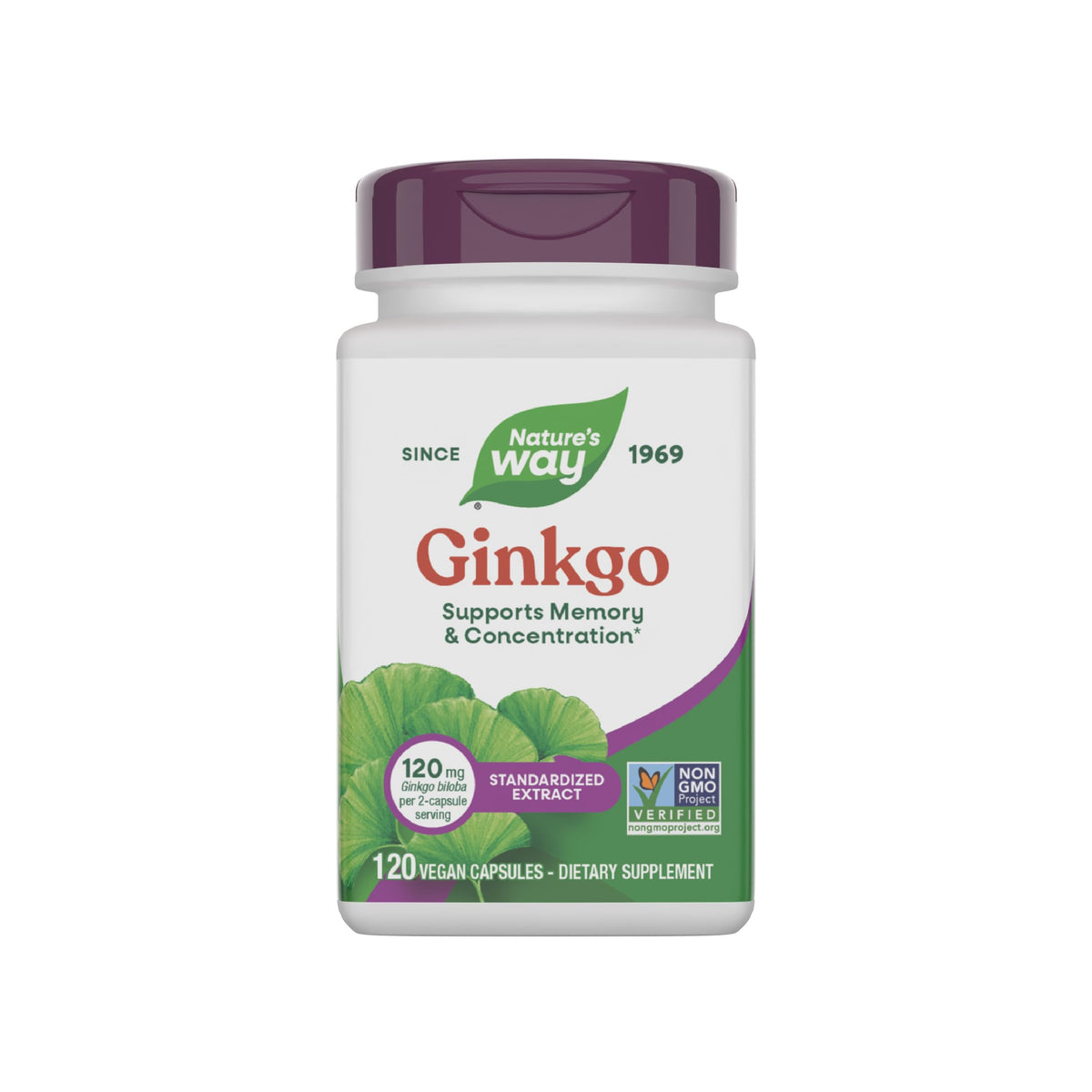 Nature's Way Ginkgo, botella: apoyo potencial a memoria y concentración.