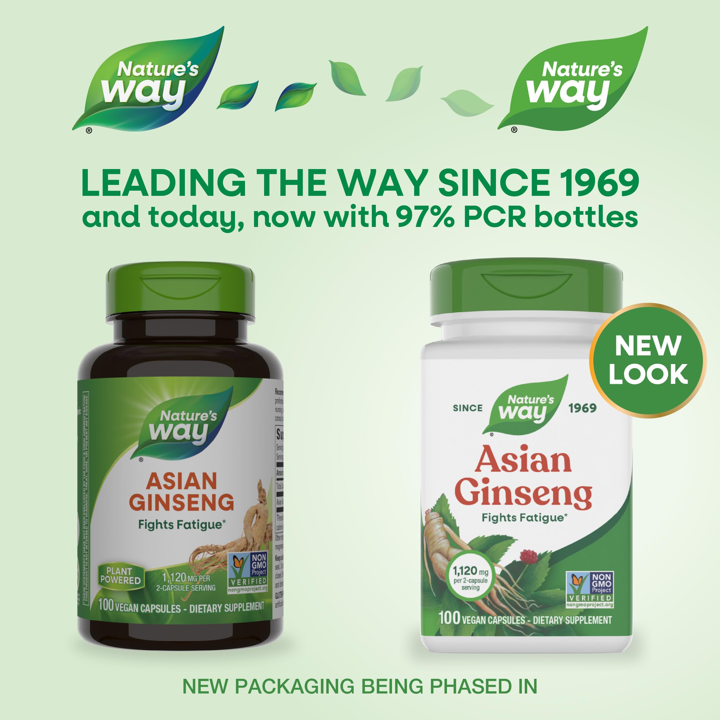 Nature's Way ginseng asiático: frasco para toma diaria