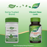Nature's Way Goldenseal frasco y etiqueta, berberina natural incluida.
