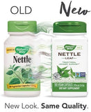 Nature's Way hoja de ortiga 435 mg etiqueta: certificaciones visibles y origen claro.