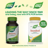 Cápsulas de Nature's Way Inositol, dosis de 500 mg por porción.