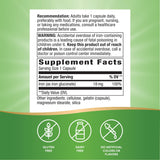 Nature's Way Hierro lista de ingredientes destacando gluconato
