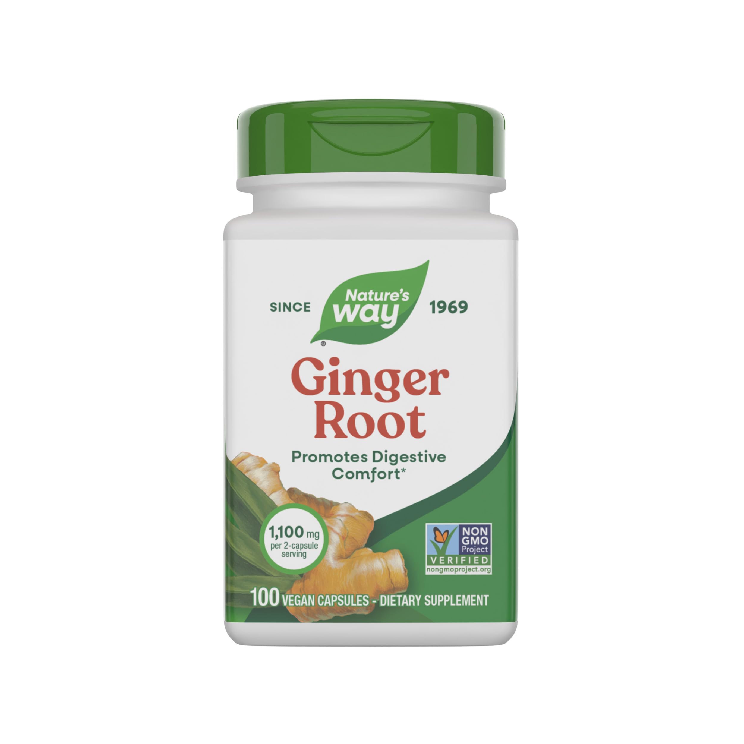 Nature's Way Jengibre cápsulas 1100 mg para confort digestivo.