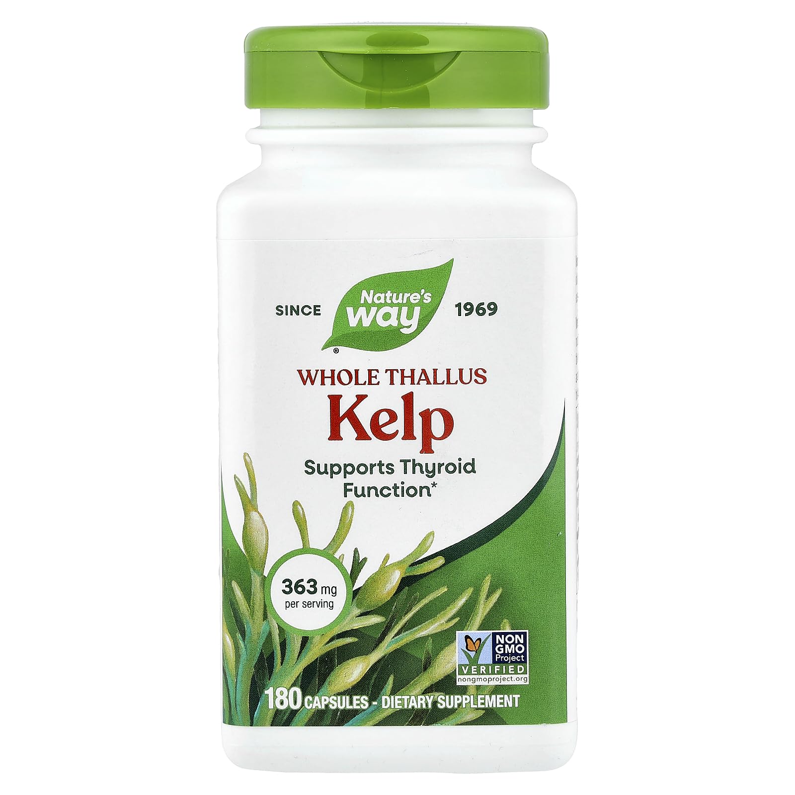 Nature's Way Kelp cápsulas 180, paquete 2, fuente natural de yodo para uso diario