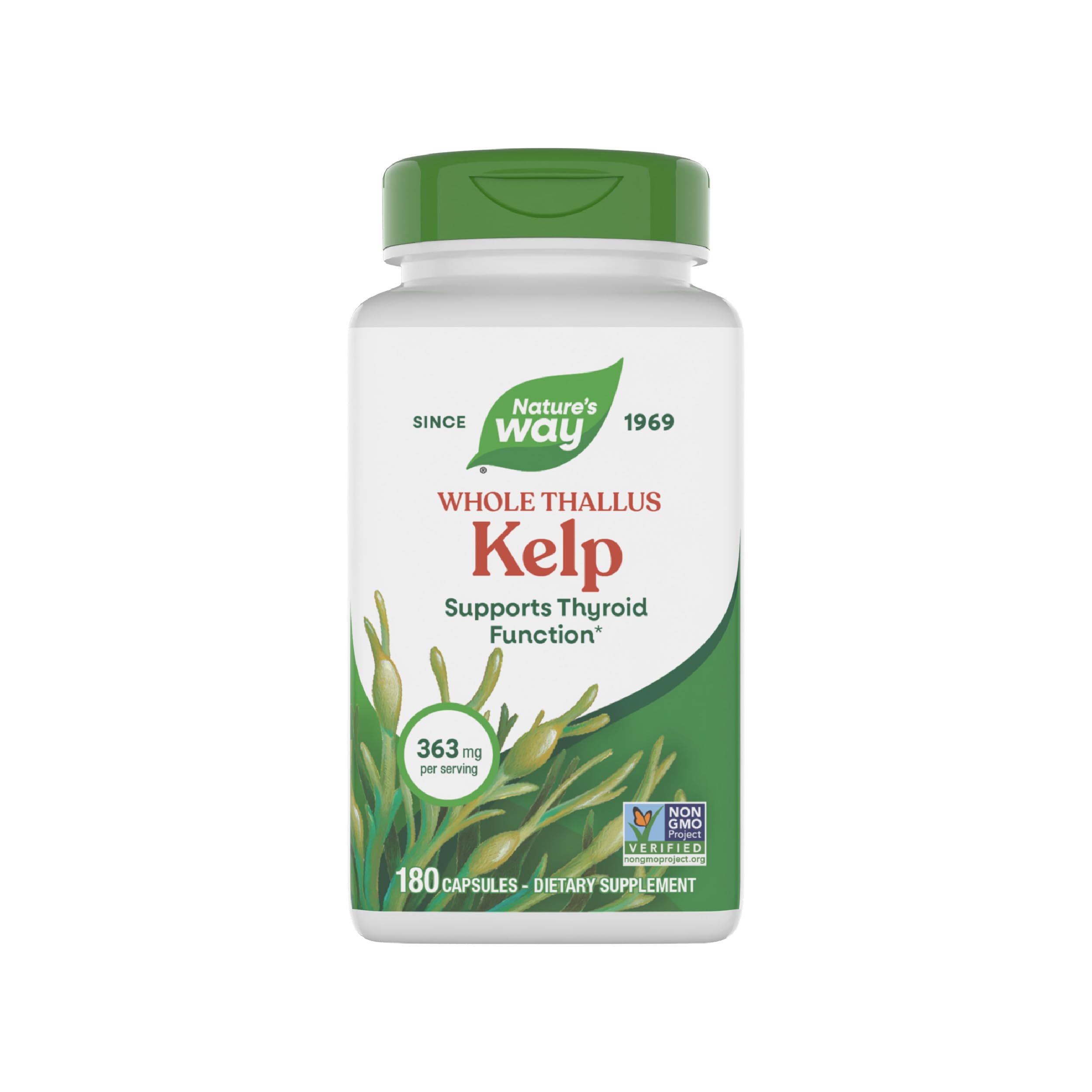 Nature's Way Kelp cápsulas: apoyo posible a la función tiroidea gracias al yodo.