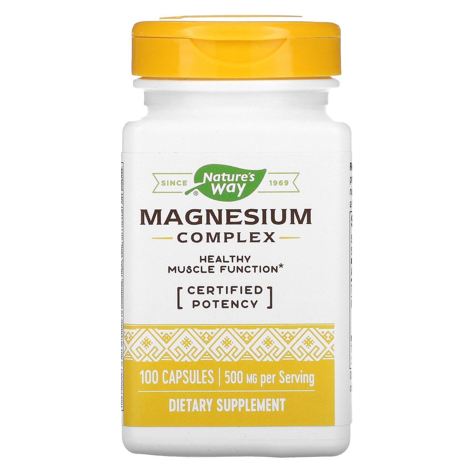 Nature's Way Magnesium Complex, botella-vertido. Soporte diario para músculos y nervios.