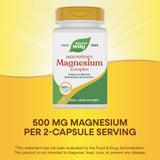 Nature's Way Magnesium Complex ingredientes clave: magnesio citrato y óxido para soporte muscular.