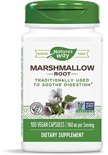 Nature's Way Marshmallow Root 480 mg en frasco con cápsulas para uso diario