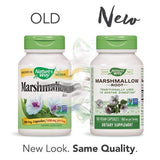 Etiqueta de Nature's Way Marshmallow Root con información clara
