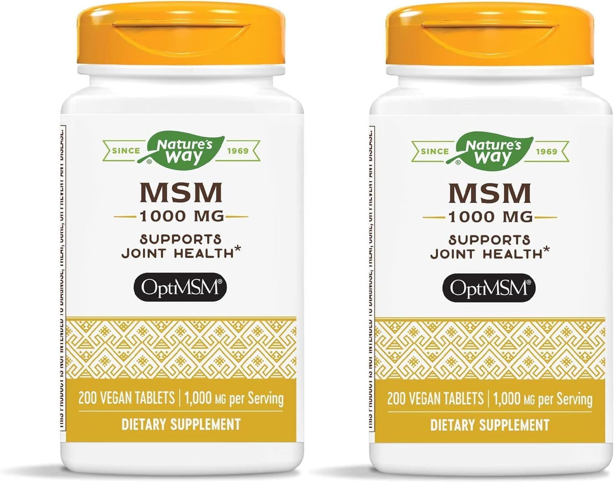 Nature's Way MSM 1000 mg: botella para uso diario y apoyo a la movilidad.