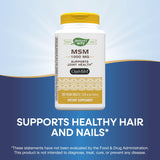 Nature's Way MSM 1000 mg: etiqueta detalle con información de pureza.