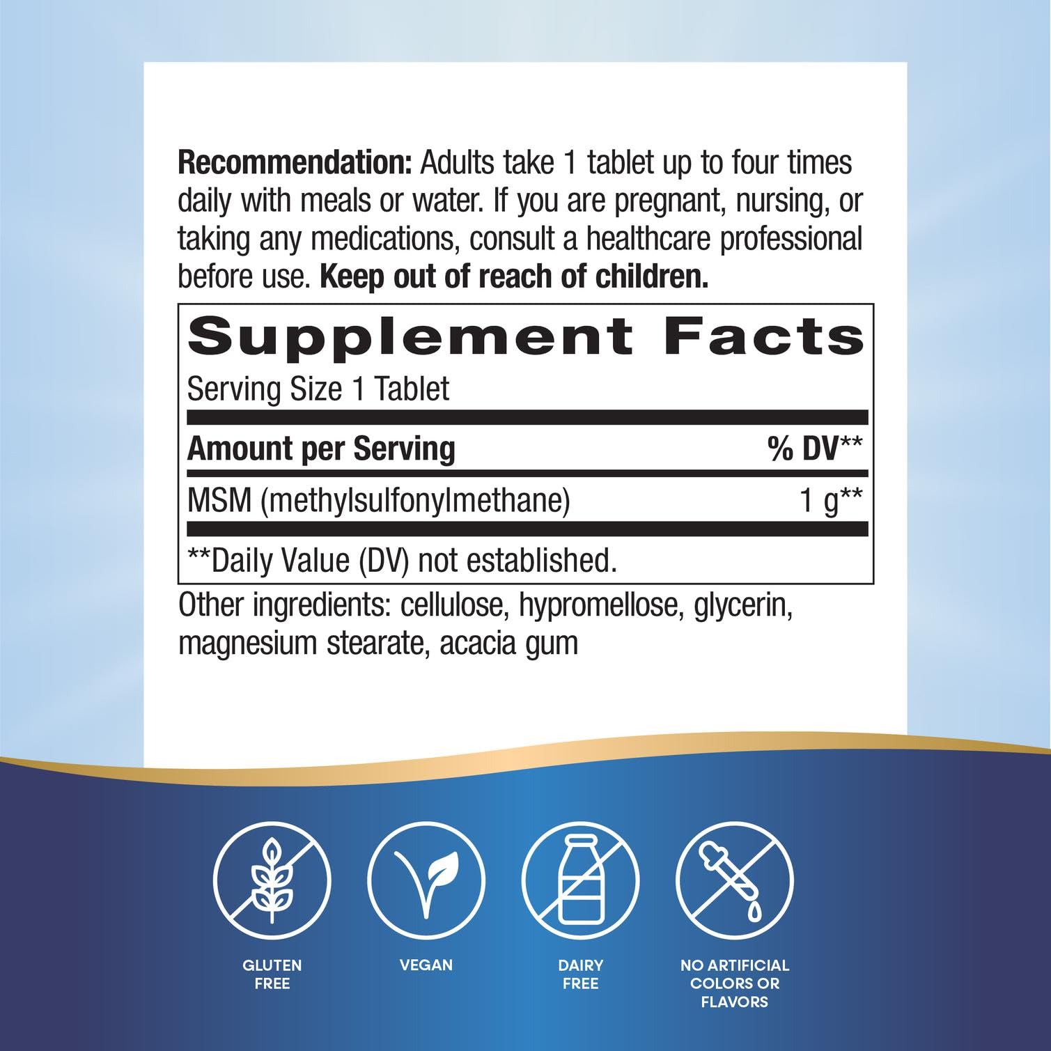 Nature's Way MSM 1000 mg sello de calidad en el empaque