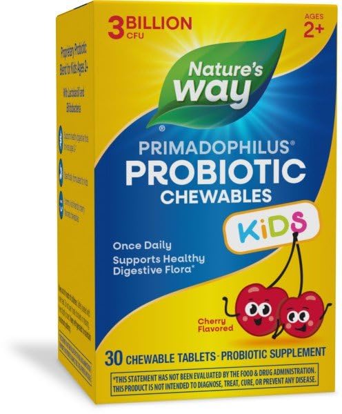 Nature's Way Primadophilus para niños, frasco, apoyo a la flora digestiva saludable.