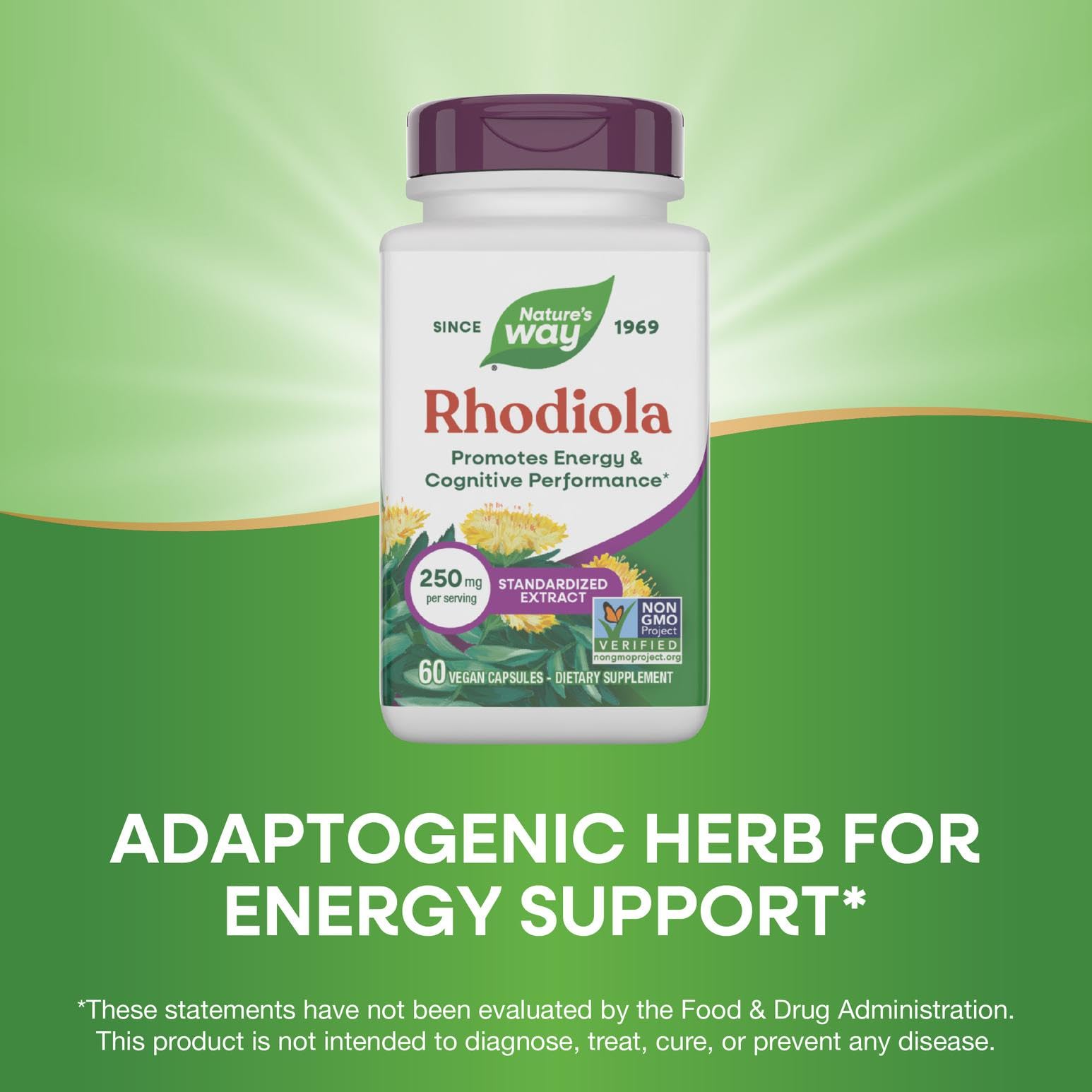 Nature's Way Rhodiola Premium Extract: presentación en caja para uso diario