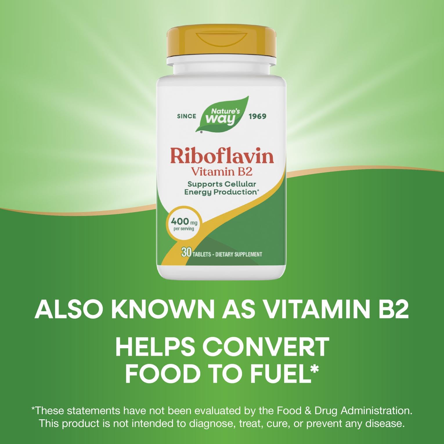 Nature's Way Riboflavina B2, presentación vegana para uso diario.