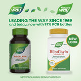 Nature's Way Riboflavina B2Tableta trasera, ayuda a transformar alimentos en energía útil.