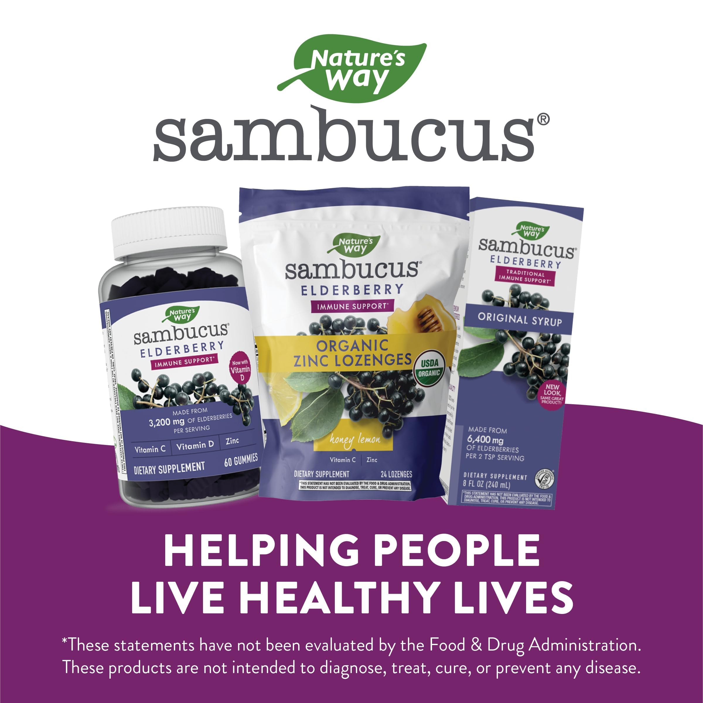 Nature's Way Sambucus dosis diaria para niños y adultos