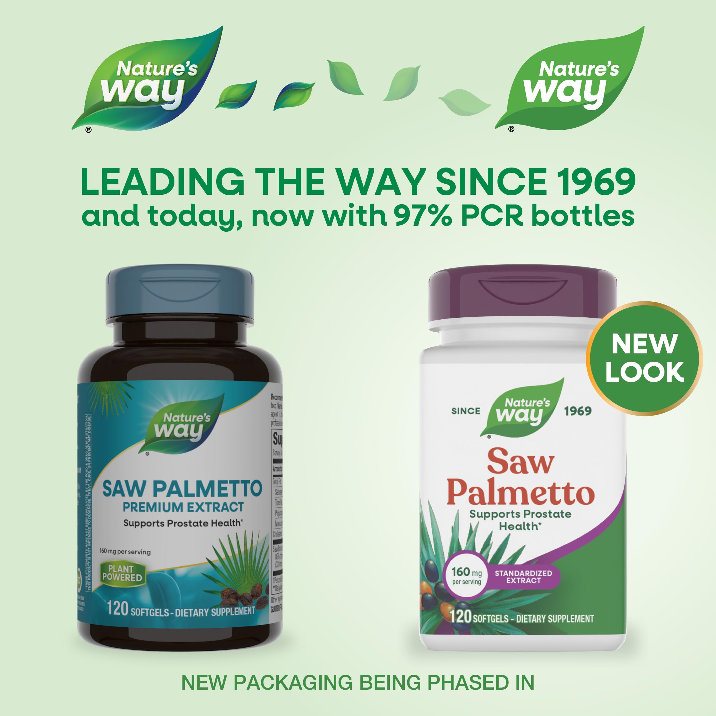 Nature's Way Saw Palmetto, cápsulas de 160 mg para dosis diaria.