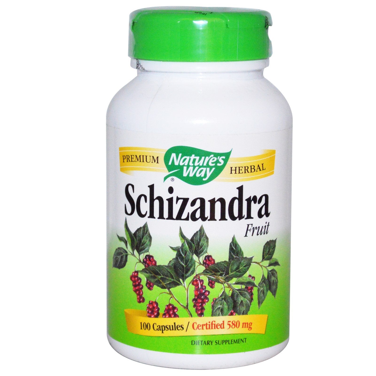 Nature's Way Schisandra cápsulas de fruta para apoyo diario de equilibrio y energía natural.