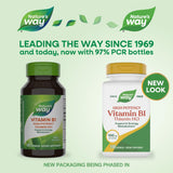 Nature's Way Tiamina B1 etiqueta clara destacando libre de gluten