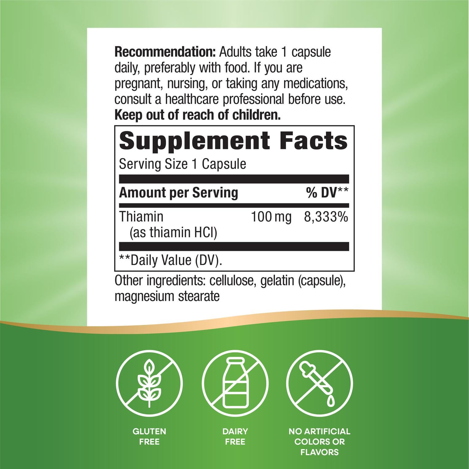 Nature's Way Tiamina B1 sin gluten para dietas