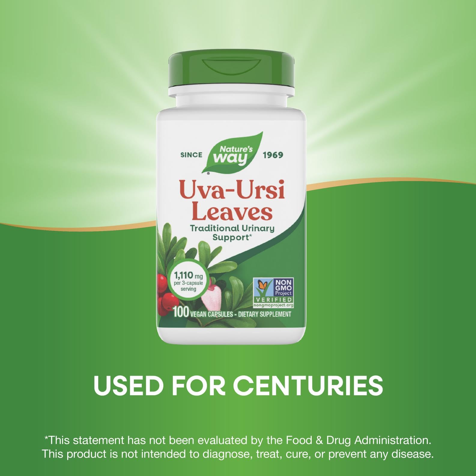 Nature's Way Uva Ursi, etiqueta clara con información de ingredientes