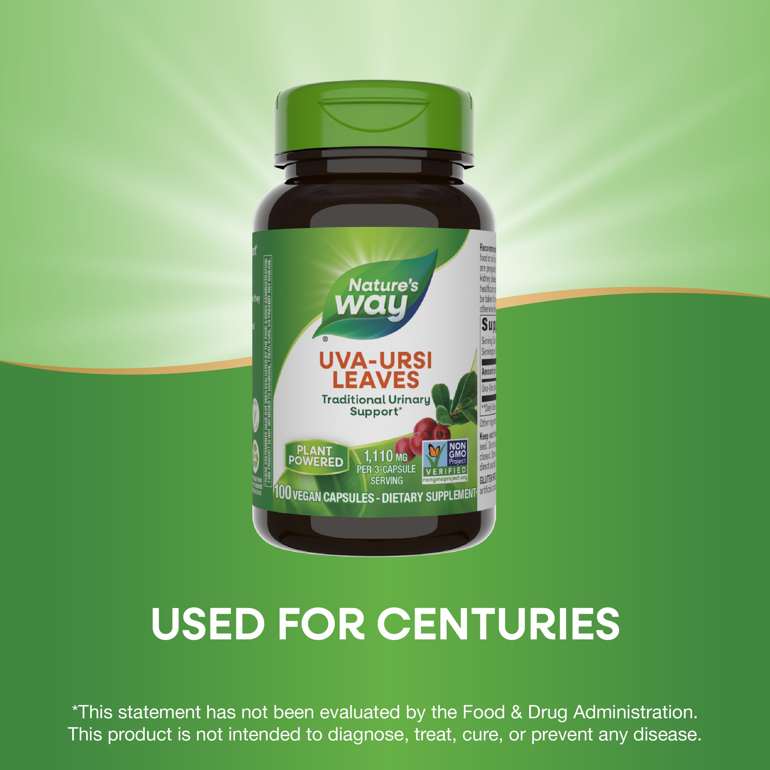 Nature's Way Uva Ursi: consumo diario con agua para mejor absorción