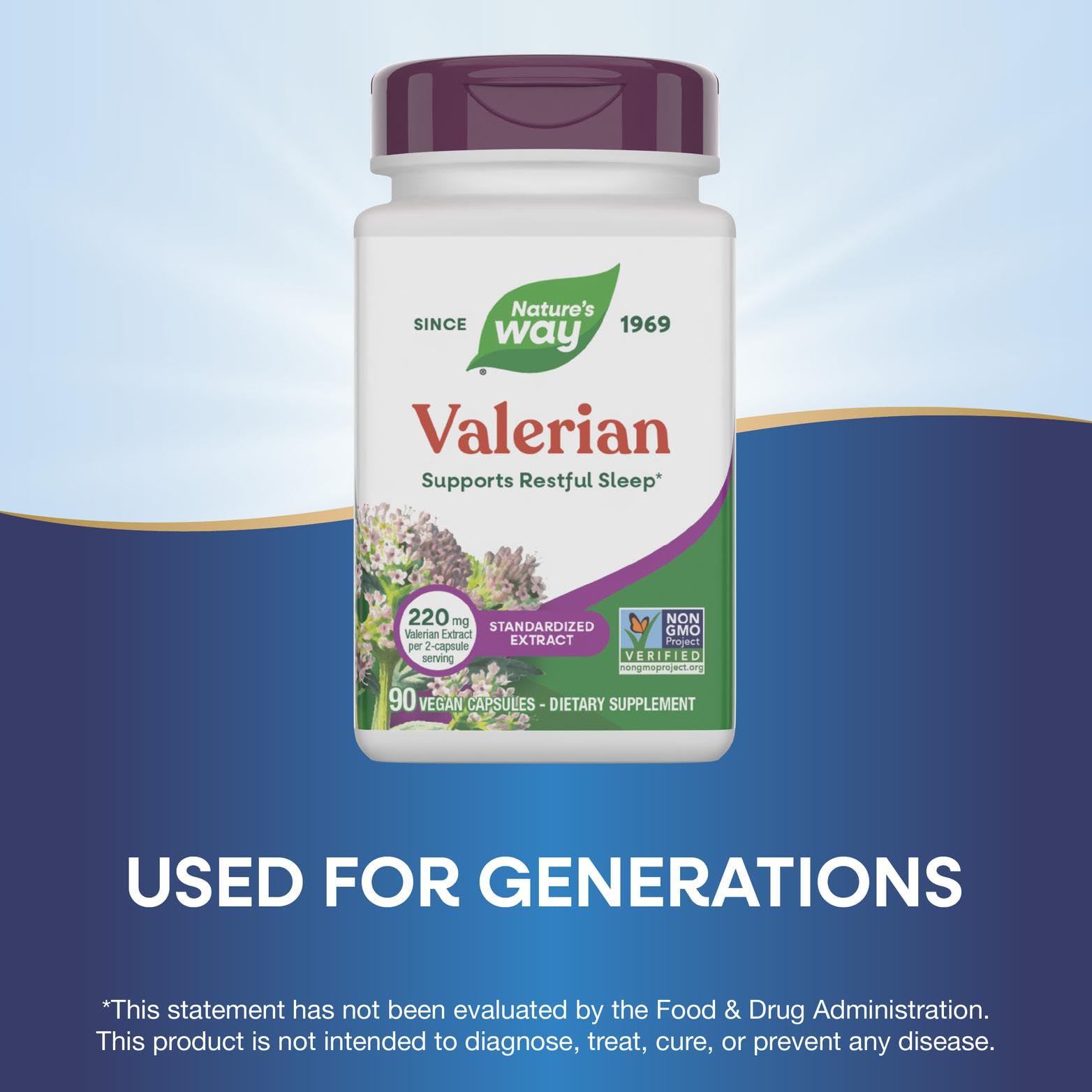 Nature's Way Valerian Premium Extract empaque vegano y sin gluten