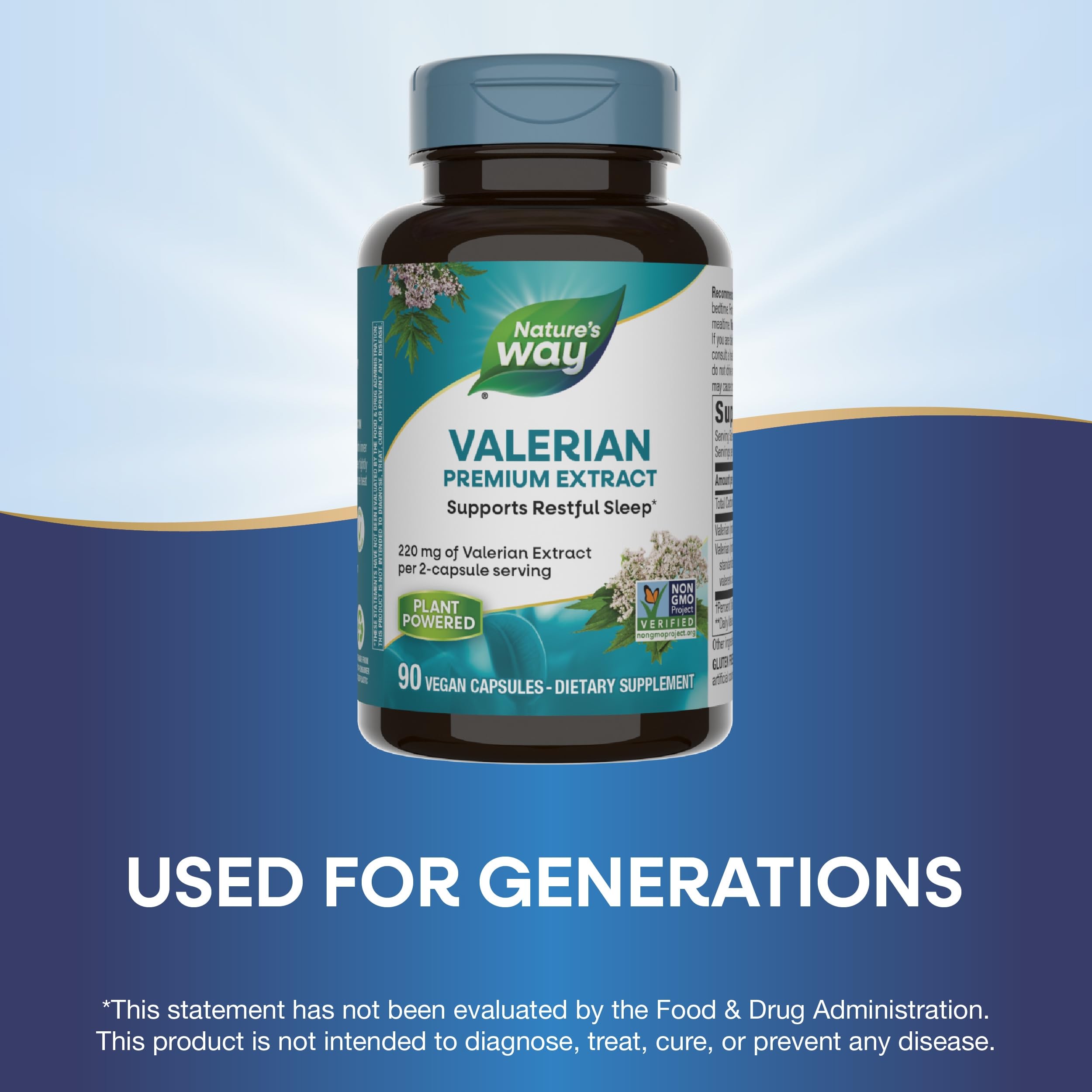Nature's Way Valerian Premium Extract, uso nocturno recomendado para dormir.