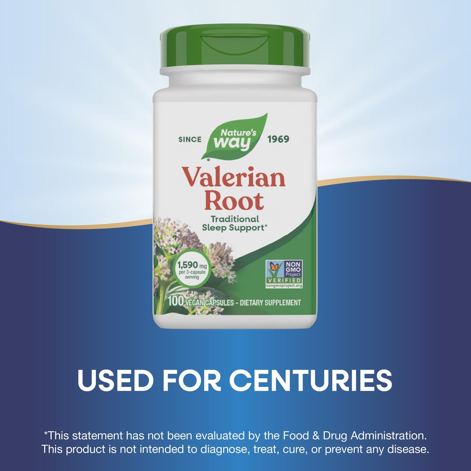 Nature's Way Valerian Root, ambiente de dormitorio relajante con aroma suave.