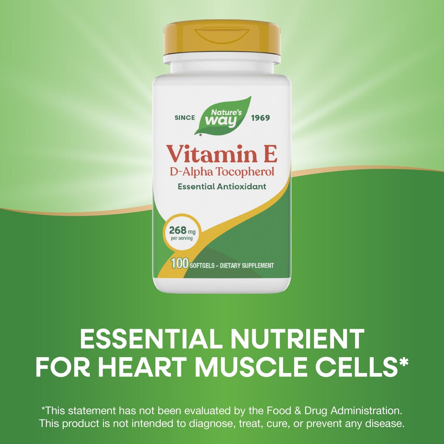 Nature's Way Vitamina E D-Alpha Tocopherol, uso diario de dosis regular para beneficio antioxidante
