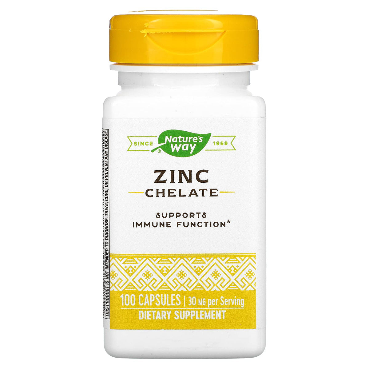 Nature's Way zinc quelado 30 mg, frasco cerrado para consumo diario