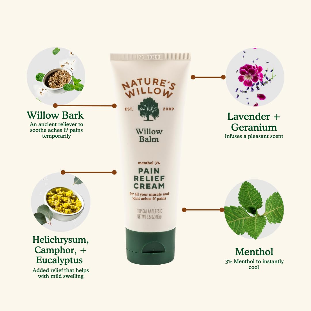 Nature's Willow Willow Balm: mentol suave ofrece sensación fresca agradable.