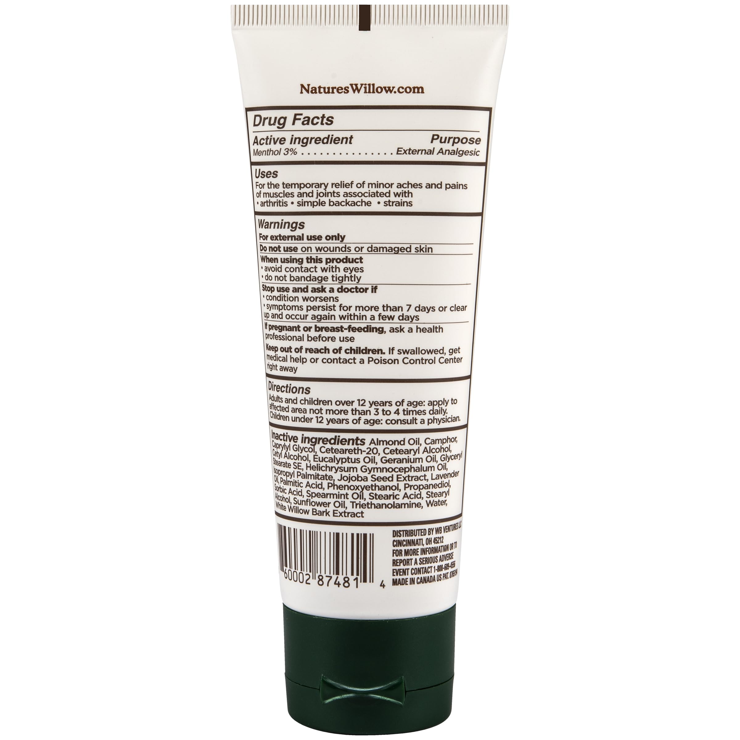 Nature's Willow Willow Balm: uso diario para mayor comodidad muscular.