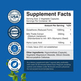 NaturesCraft Etiqueta de ingredientes con alfa lipoico y silimarina, destacando una fórmula nutritiva.