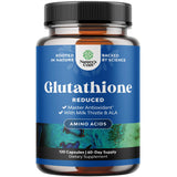 NaturesCraft Glutatión 1000mg, botella vertida en primer plano; posible apoyo a una piel más luminosa.