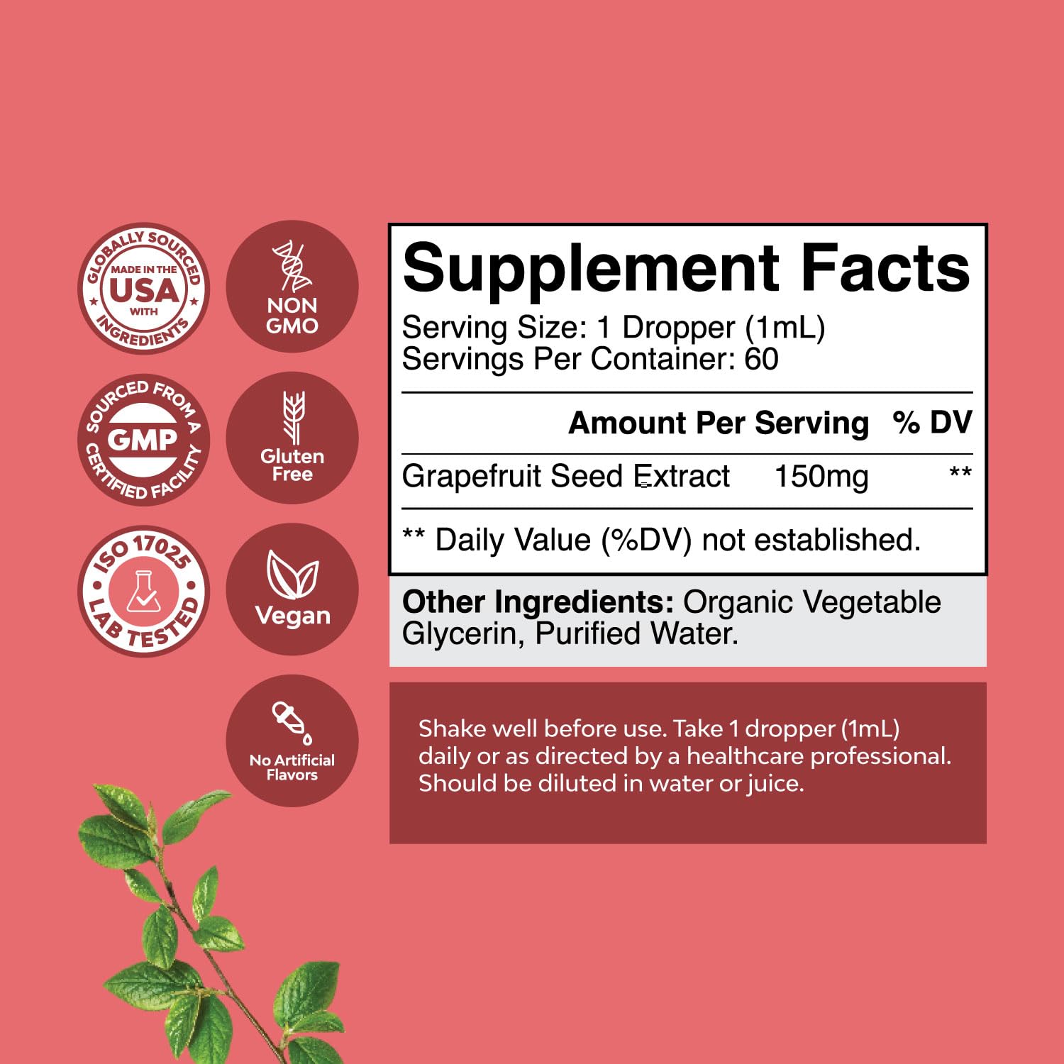 Natures Craft GSE Etiqueta del producto para identificar ingredientes.