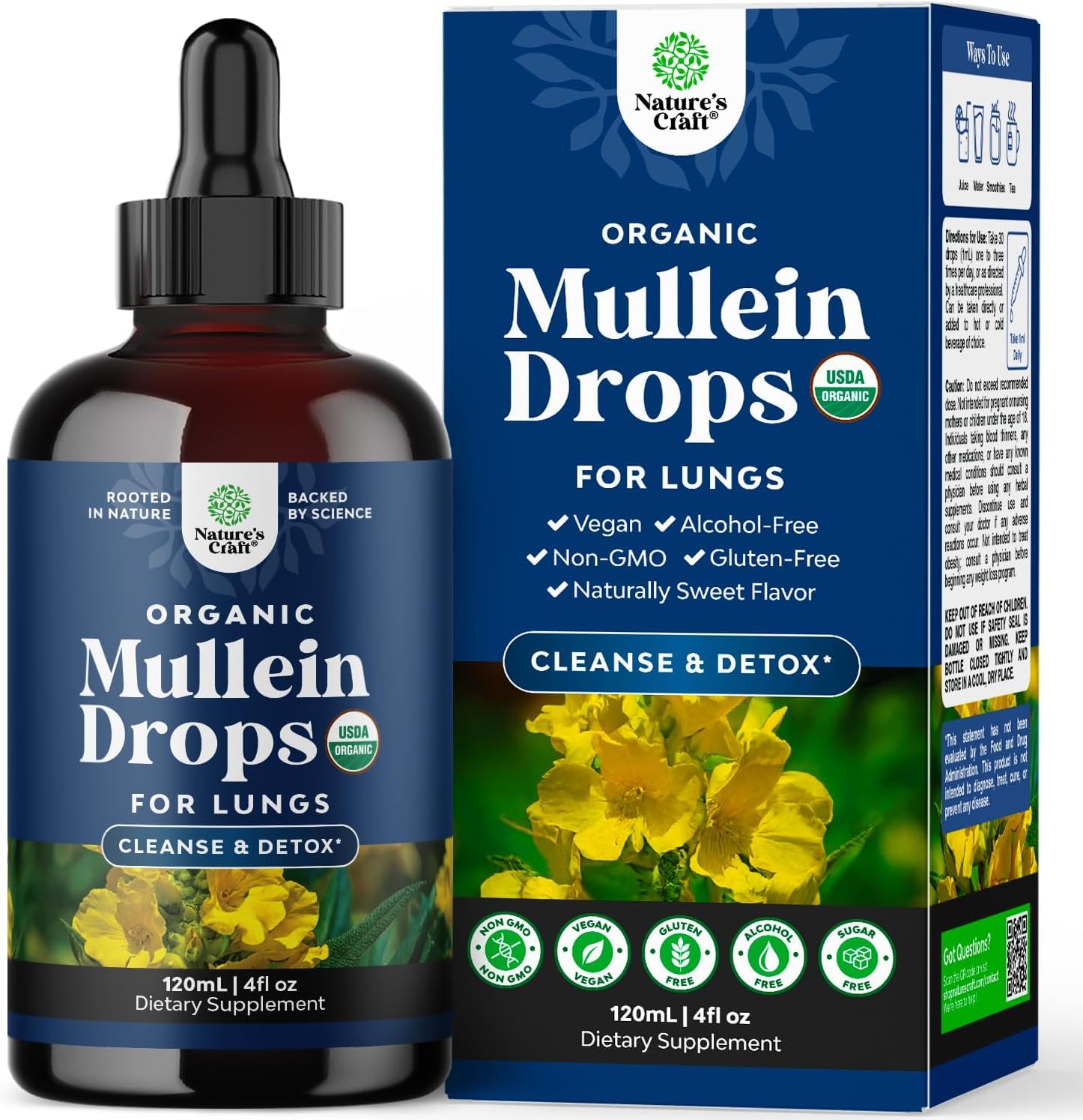 Natures Craft Gotas Verbascum: botella vertiendo, apoyo natural para la respiración diaria