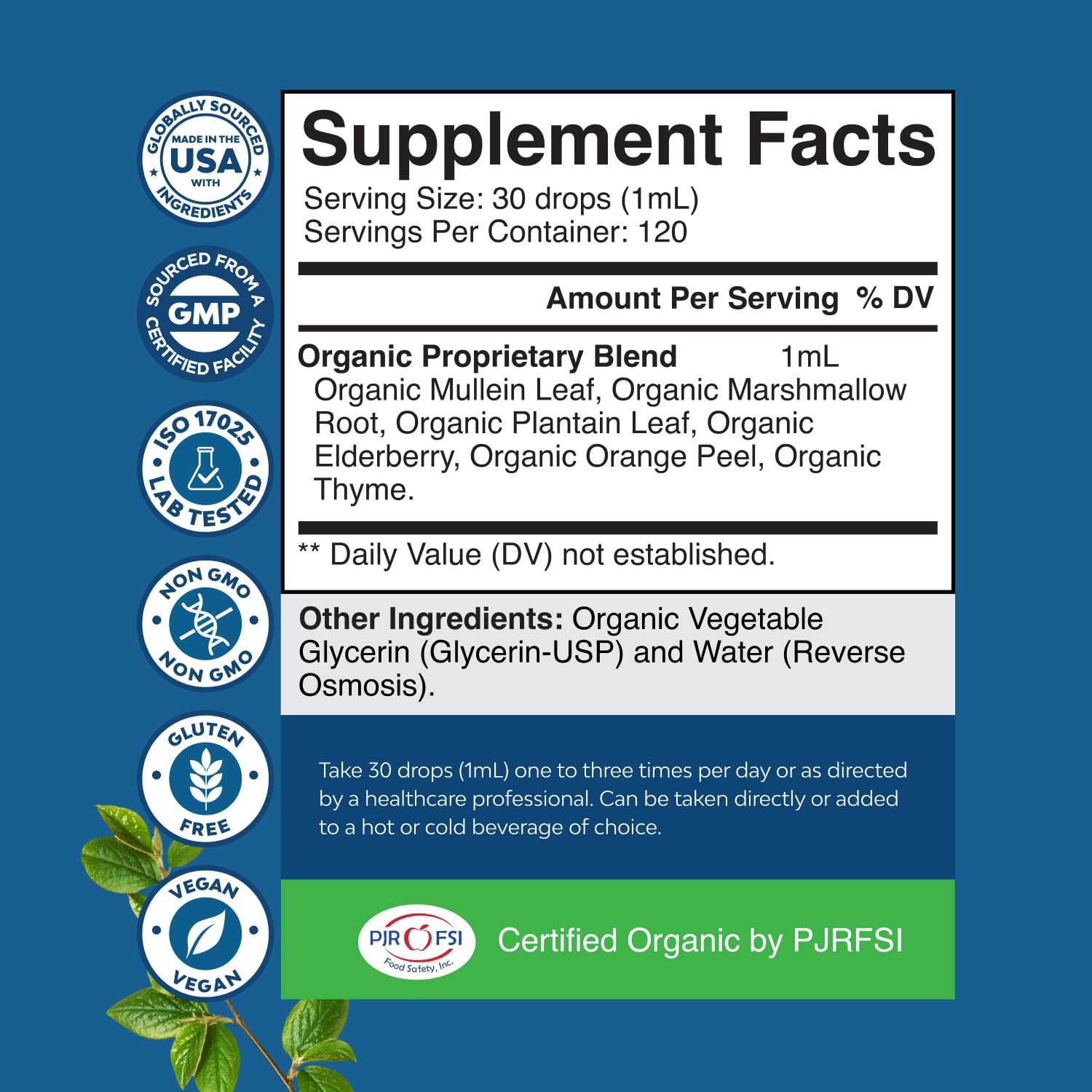 Natures Craft Gotas Verbascum: etiqueta natural, producto orgánico para confort respiratorio