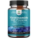 Natures Craft Niacinamida 500 mg, botella frontal, apoyo potencial para energía diaria.