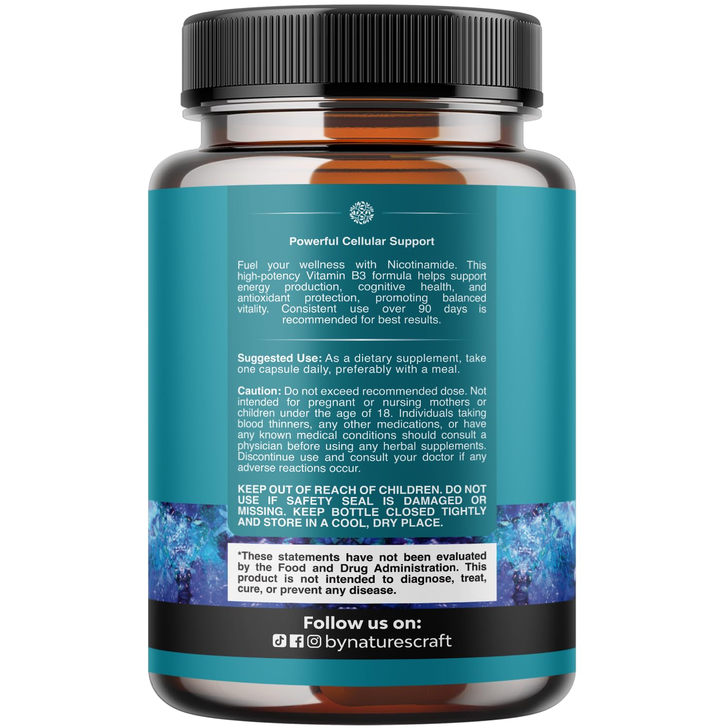 Natures Craft Niacinamida 500 mg, cápsulas en mano, fácil de incorporar en la rutina.