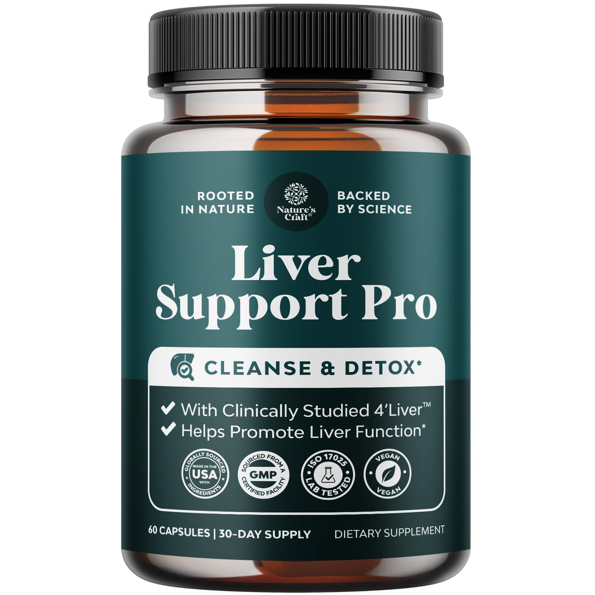 Natures Craft Pro Liver Support: botella de cápsulas para apoyo diario al hígado
