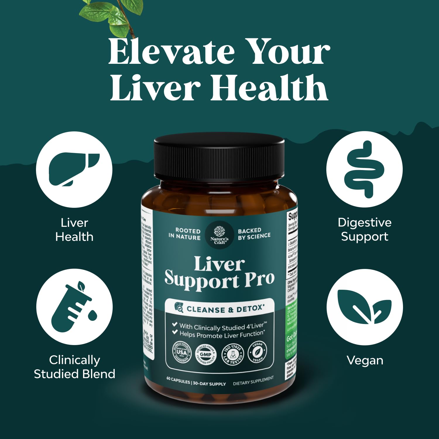 Etiqueta de calidad GMP en el envase de Pro Liver Support