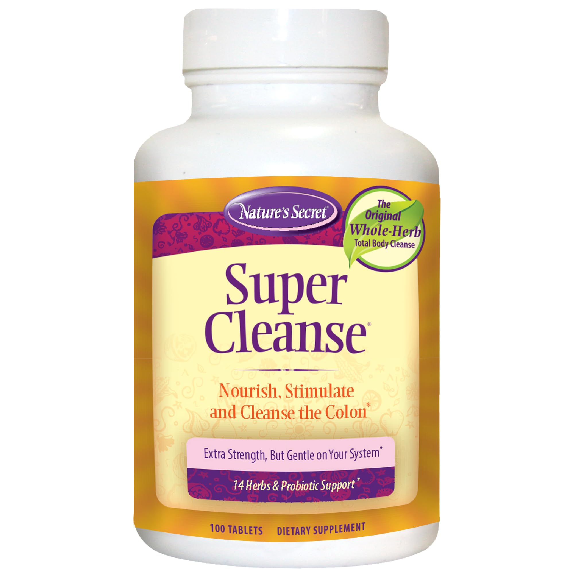 Nature's Secret Super Cleanse: botella frontal para apoyo digestivo diario.