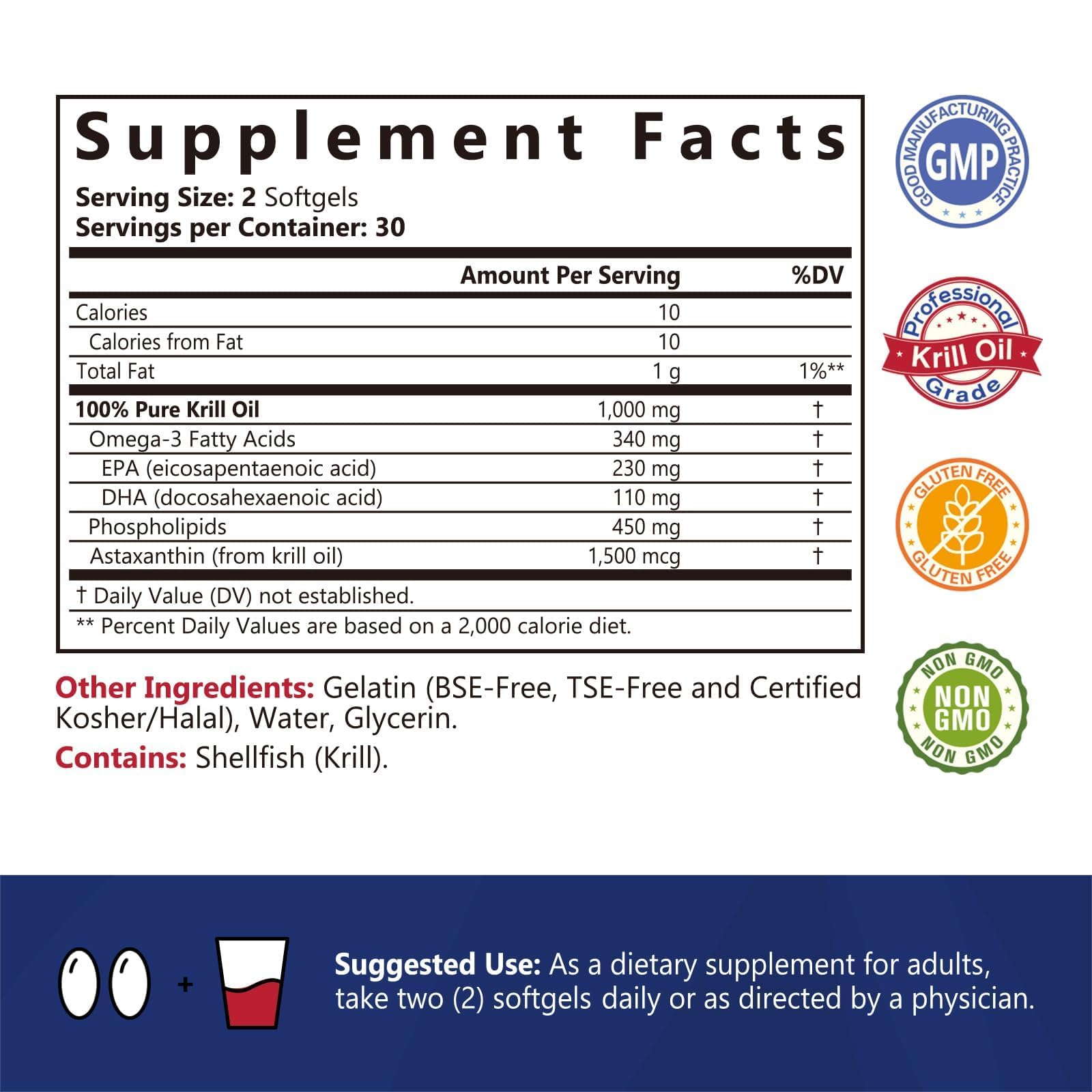 NatureMyst Aceite de Krill 1000 mg, cápsulas de gel suave para uso diario.