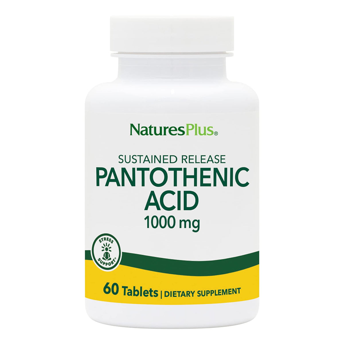 NaturesPlus ácido pantoténico de liberación prolongada en bote, soporte diario de energía.