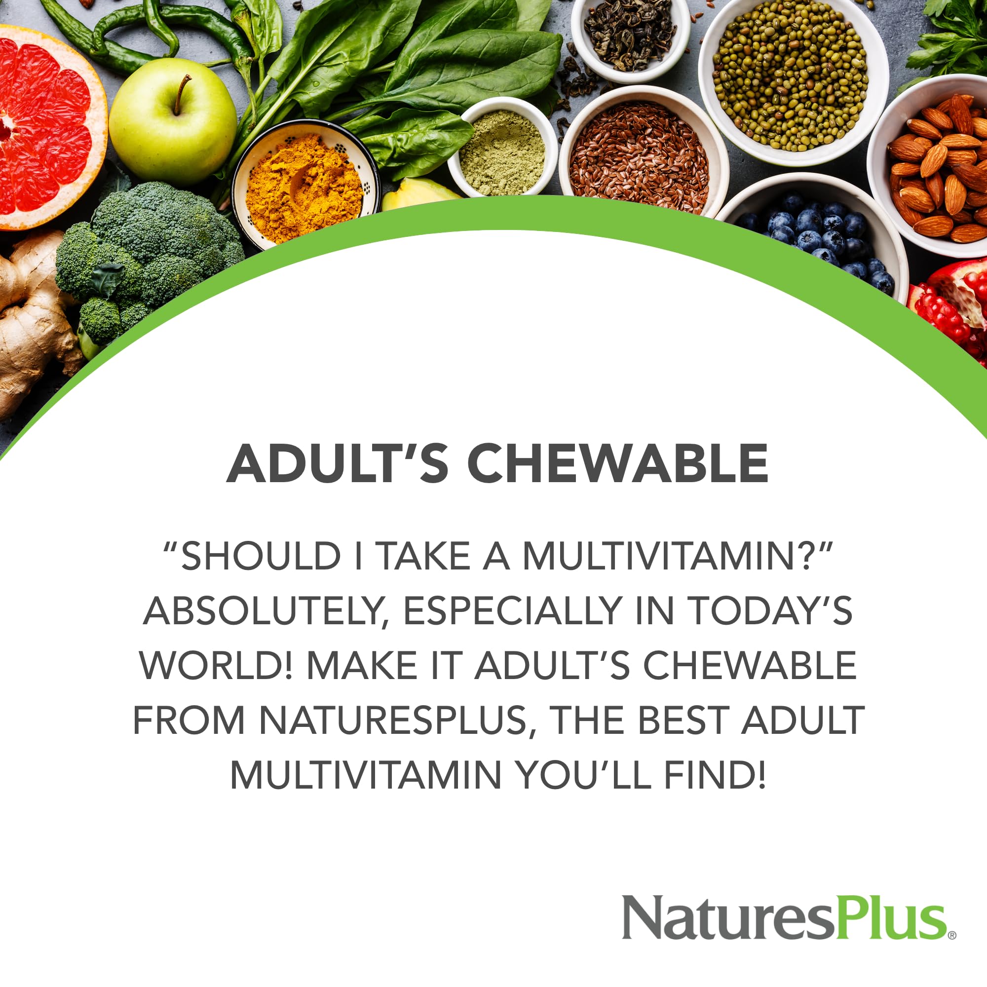 NaturesPlus Adultos masticables piña, envase nuevo facilita almacenamiento seguro